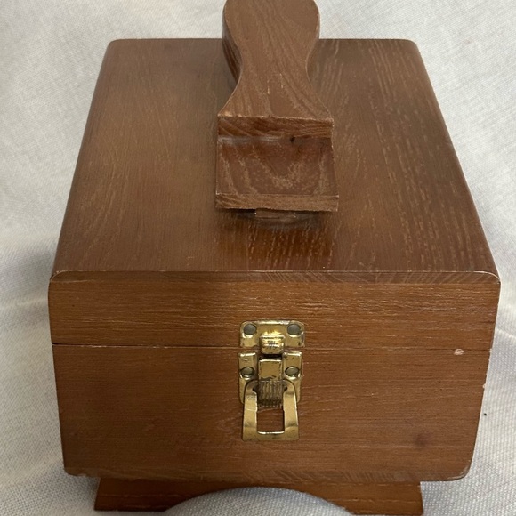 Wooden Box with Handle and Brass Latch